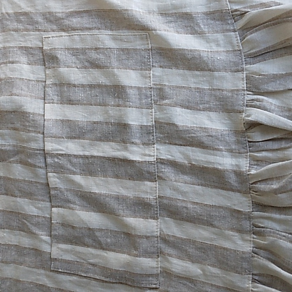 Striped Cream Ruffle LINEN Apron - Picture 5 of 5